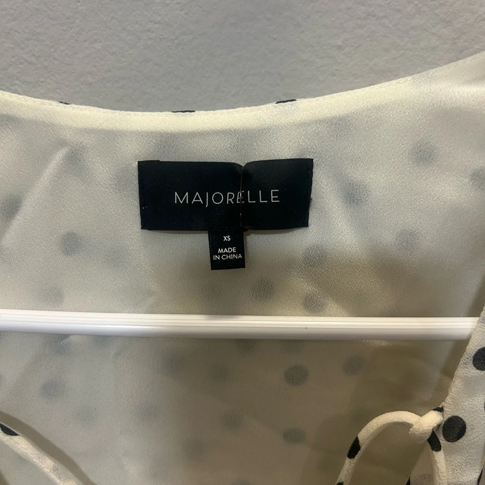 MAJORELLE cream and Black Polka Dot Mini Dress 0205 B-1 - Picture 4 of 15